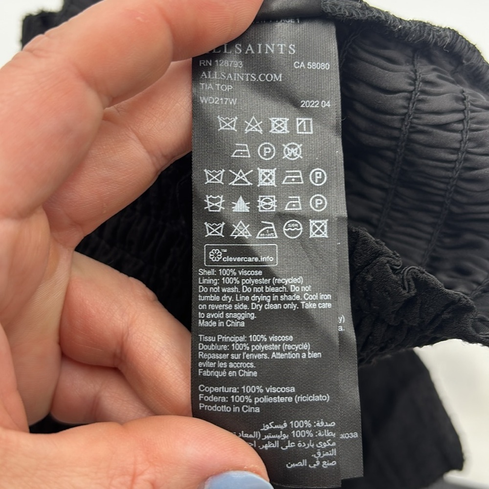 AllSaints Tia Texture Puff Sleeve Top - Picture 7 of 7